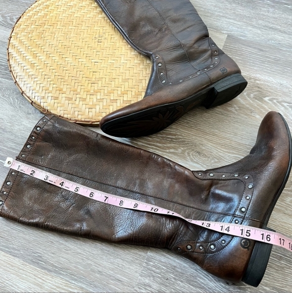 Born Cognac Leather Studded Boots Tall. - Picture 5 of 8
